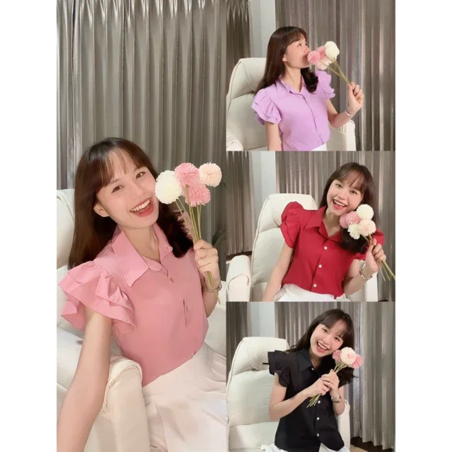 เสื้อคอปกแขนระบาย รุ่น Cheeky Lady